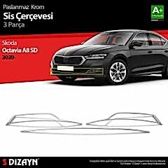 Skoda Octavia Uyumlu A8 Krom Sis Çerçevesi 3 Parça. 2020 Üzeri Parça
