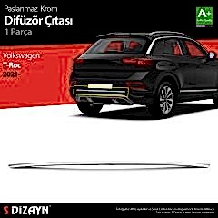 Volkswagen T-Roc Uyumlu Makyajlı Krom Difüzör Çıtası Orta Parça 2021 Üzeri Parça