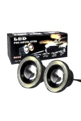 Mercekli Angel Yuvarlak Led Beyaz Sis Farı 7.6cm Metal Gövde