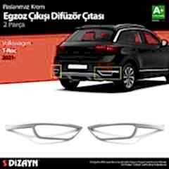 Volkswagen T-Roc Uyumlu Makyajlı Krom Egzoz Görünümü Difüzör 2 Parça. 2021 Üzeri Parça