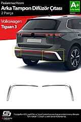 S-Dizayn Volkswagen Tiguan Krom Arka Tampon Difüzör Çıtası OEM Still 2 Prç. 2024 Üzeri A+ Kalite
