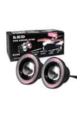 Mercekli Angel Yuvarlak Led Kırmızı Sis Farı 8.9cm Metal Gövde