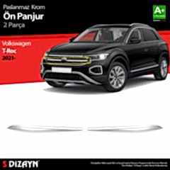 Volkswagen T-Roc Uyumlu Makyajlı Krom Ön Panjur 2 Parça. 2021 Üzeri Parça
