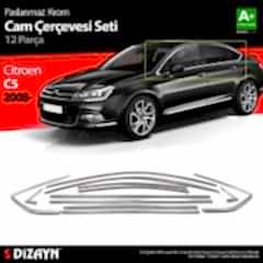 Citroen C5 Uyumlu Krom Cam Çerçeve Seti 12 Parça 2008 Üzeri (Bütün-Formlu)