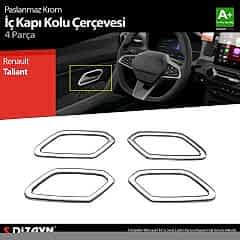 S-Dizayn Renault Taliant Krom İç Kapı Kolu Çerçevesi 4 Prç 2021 Üzeri A+ Kalite