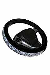 Oto Direksiyon Kılıfı Geçmeli Pırlanta Kaplamalı Rugan Siyah