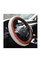 Kadın Sürücülere Özel Pırlanta Kaplamalı Kahverengi Geçmeli Direksiyon Kılıfı