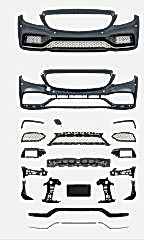 W205 C Serisi İçin C63 Görünüm Ön Tampon Panjur (Silver Trim)-Gtr Panjur İle