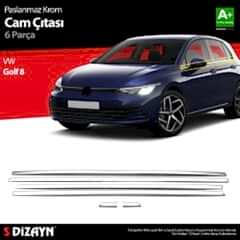 S-Dizayn VW Golf 8 HB Krom Cam Çıtası 6 Prç. 2020 Üzeri A+ Kalite