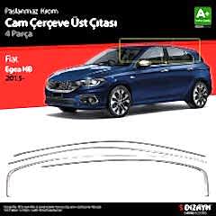 S-Dizayn Fiat Egea HB Krom Cam Üst Çıtası 4 Prç. 2015 Üzeri (Mat Krom) A+ Kalite