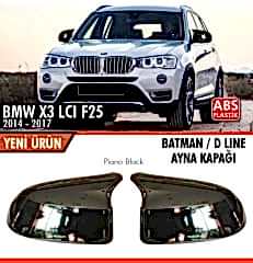Bmw X3 Uyumlu Lci F25 2014-2017 Batman Ayna Kapağı Parlak Siyah Parça
