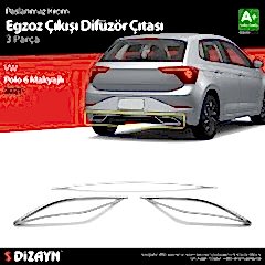Volkswagen Polo Uyumlu 6 Hatchback Makyajlı Krom Egzoz Çıkışı Difüzör 2021 Üzeri Parça