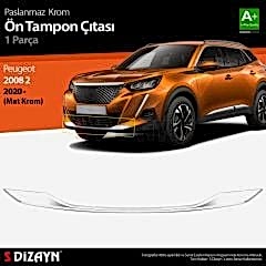 S-Dizayn Peugeot 2008 2 Krom Ön Tampon Çıtası 2020 Üzeri (Mat Krom)