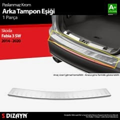 S-Dizayn Skoda Fabia 3 SW Krom Arka Tampon Eşiği 2014-2020