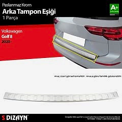 S-Dizayn VW Golf 8 SW Krom Arka Tampon Eşiği 2020 Üzeri