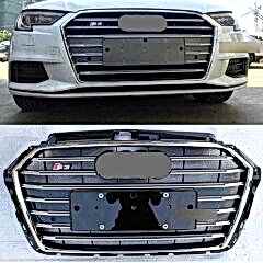 Audi A3 Uyumlu 2016-2020 Panjur S3 Siyah-Krom