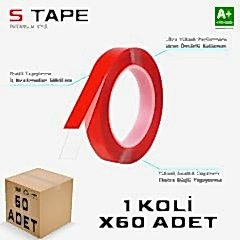 S-Dizayn Çift Taraflı Bant 10mm x 5 Metre Şeffaf Silikon VHB Bant 60'lı Koli A+Kalite