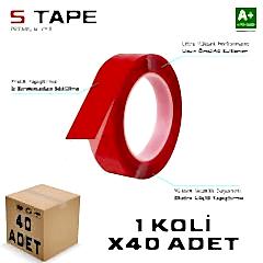 S-Dizayn Çift Taraflı Bant 15mm x 5 Metre Şeffaf Silikon VHB Bant 40'lı Koli A+Kalite