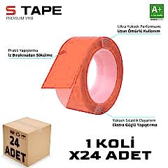 S-Dizayn Çift Taraflı Bant 25mm x 5 Metre Şeffaf Silikon VHB Bant 24'lü Koli A+Kalite