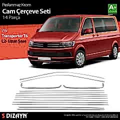 S-Dizayn VW Transporter T6 Uzun Şase Krom Cam Çerçeve Seti 2015-2024 Tek Sürgü