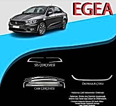 Fiat Egea Uyumlu Cam Çerçevesi-Sis Çerçevesi-Ön Panjur Çıtası Krom Set 2015+