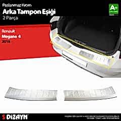 S-Dizayn Renault Megane 4 HB Krom Arka Tampon Eşiği 2016 Üzeri