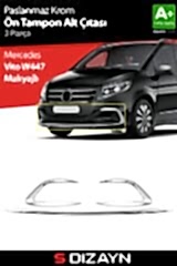 S-Dizayn Mercedes Vito W447 Makyajlı Krom Ön Tampon Alt Çıtası 3 Prç. 2024 Üzeri A+ Kalite