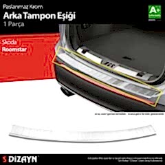 S-Dizayn Skoda Roomstar Krom Arka Tampon Eşiği 2006-2016 A+ Kalite