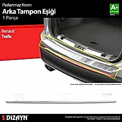 S-Dizayn Renault Traffic Krom Arka Tampon Eşiği Geniş Model 2001-2014 A+ Kalite