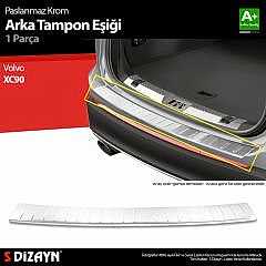S-Dizayn Volvo XC90 Krom Arka Tampon Eşiği 2002-2015 A+ Kalite