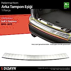 S-Dizayn VW Golf 6 SW Krom Arka Tampon Eşiği 2010-2013
