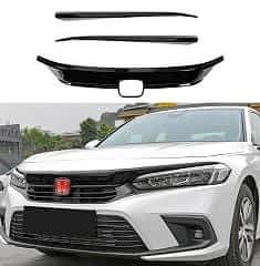 2022 Civic Uyumlu Panjur Kaplama - Piano Black 3 Parça