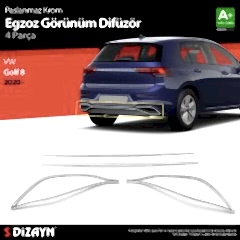 S-Dizayn VW Golf 8 Egzoz Görünümü Difüzör 4 Prç. 2020 Üzeri
