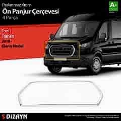 S-Dizayn Ford Transit Krom Ön Panjur Çerçevesi Geniş Model 4 Prç. 2018 ve Üzeri