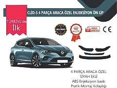 Renault Clio 5 2019 Sonrası  4 Parça Ön Lip Siyah