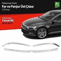 Volkswagen Passat Uyumlu B8 Krom Far Üzeri Çıta Seti 3 Parça 2015 Üzeri