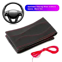 Direksiyon Simidi Kaplaması, 38 cm/15 inç Deri Direksiyon Simidi Kılıfı İğne ve İplikle El Yapımı