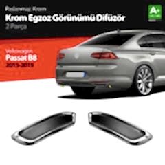 Volkswagen Passat Uyumlu B8 Krom Egzoz Görünümü Difüzör R Line Still 2 Parça S Dizayn 2015-2019