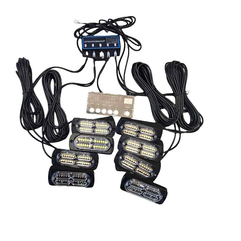 17 fonksiyonlu çakar lamba 12-30v 24 led 8 adet kırmızı*mavi set / LAPA548