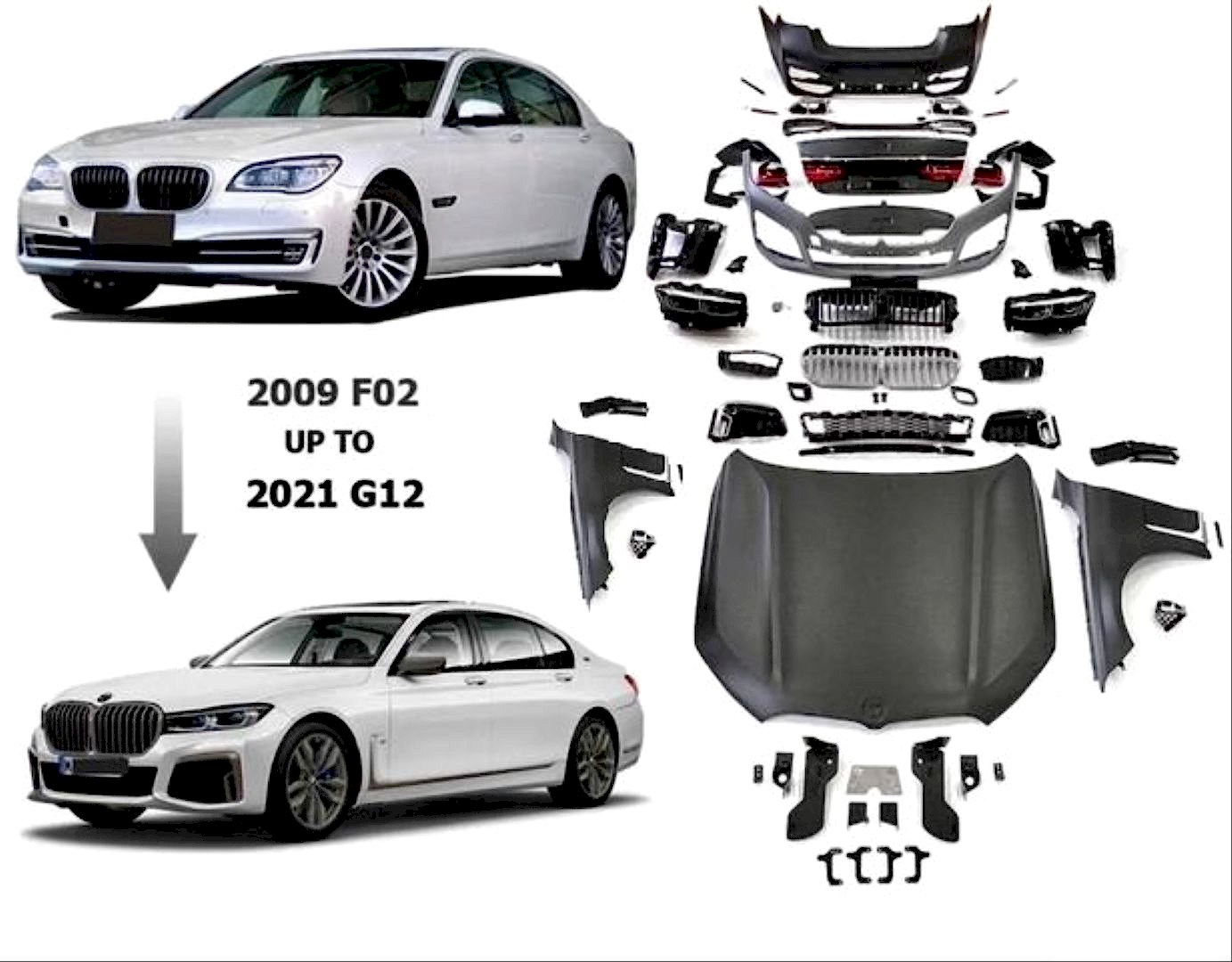 F01 7 Uyumlu Serisi İçin G12 Facelift Body Kit Parça