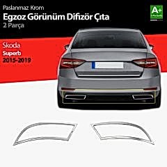 Skoda Superb Uyumlu Krom Egzoz Çıkışı 2 Parça 2015-2019