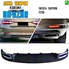 Skoda SuperB Uyumlu Arka Tampon Difüzör Egzozlu OEM Stil 2016 Üzeri Parça