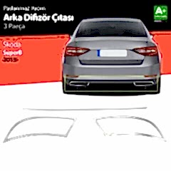 Skoda Superb Uyumlu Krom Egzoz Çıkışı 3 Parça Set 2015-2019