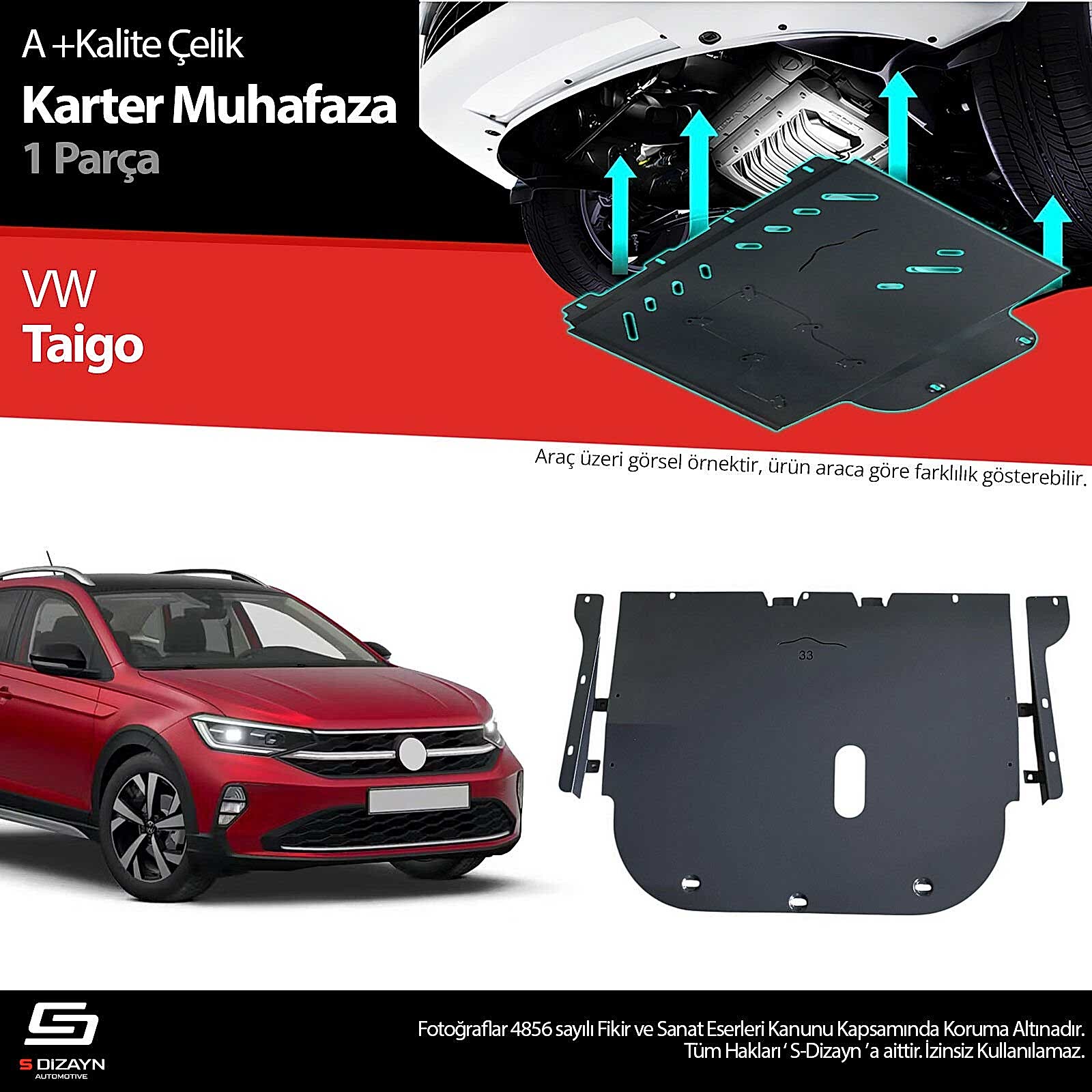 S-Dizayn VW Taigo Çelik Karter Muhafaza Koruma 2020 Üzeri A+ Kalite