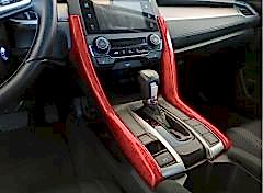 Honda Civic Uyumlu Fc5 2016-2020 Vites Konsol Çıta Kaplama- Kırmızı