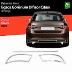 Skoda Superb Uyumlu Krom Egzoz Çıkışı 3 Parça Set 2020 Ve Üzeri