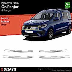 S-Dizayn Renault Express Krom Ön Panjur 4 Prç 2021 Üzeri