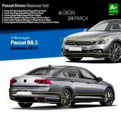 Volkswagen Passat Uyumlu B8.5 Business Krom Aksesuar Seti 24 Parça S Dizayn A+Kalite