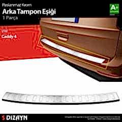 S-Dizayn VW Caddy 4 Krom Arka Tampon Eşiği 2021 Üzeri