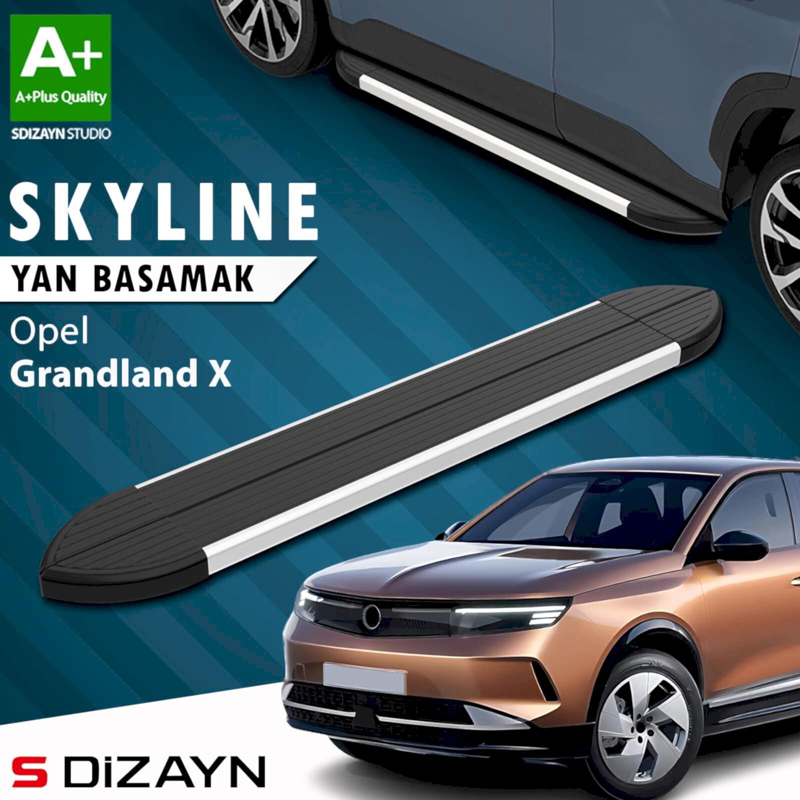 S-Dizayn Opel Grandland X 2 Hybrid Skyline Aluminyum Yan Basamak 183 Cm 2024 Üzeri A+ Kalite